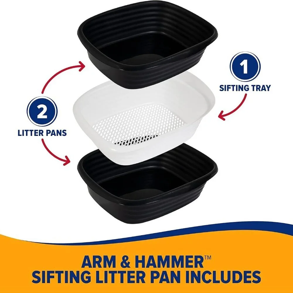 Large Sifting Plastic Cat Litter Box with Microban Odor Control Eco-Friendly